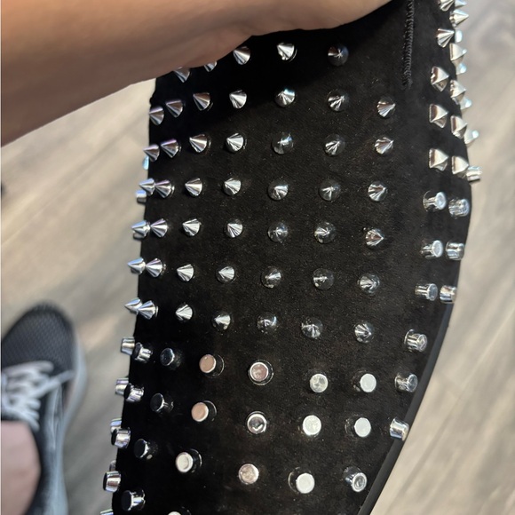 Amalfi suede Black and Silver Studded Slip-Ons runway item used 1x for 20 mins. main image 9